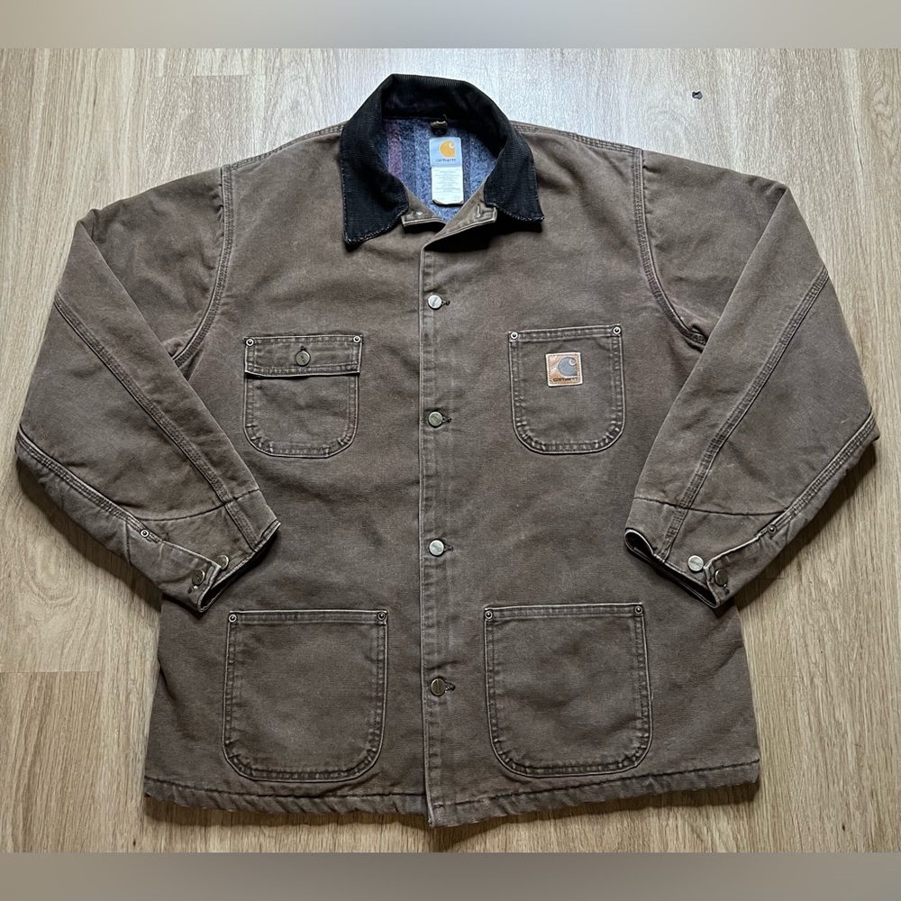 Vintage Carhartt Blanket-Lined Chore Coat “Dark Brown” Sz L (T)
